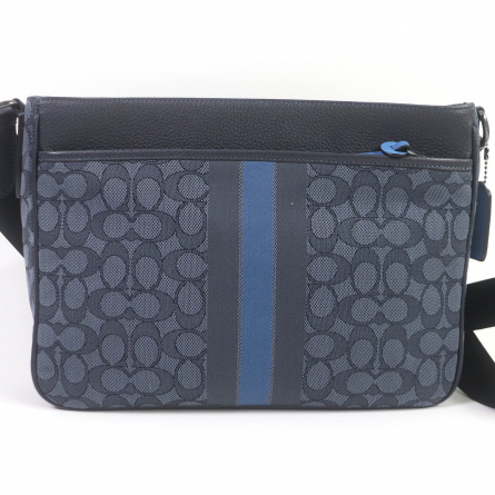 COACH Shoulder Bag C5291 Canvas, Leather Navy Thompson Crossbody Signa