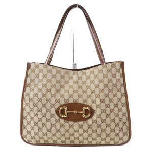 GUCCI Tote Bag 623694 Part: Leather, GG canvas Brown type Women Used A