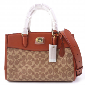 COACH Shoulder Bag CE731 Signature Coated Canvas, Refined Calfskin Lea