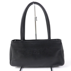 IL BISONTE Handbag leather black Women Used Authentic