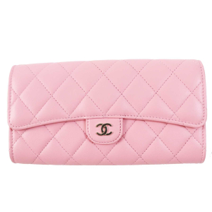 CHANEL Long Wallet Purse C3487T33 AP0241 lambskin pink Matrasse Classi