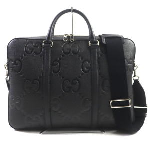 GUCCI Business bag 658573 leather black Jumbo GG