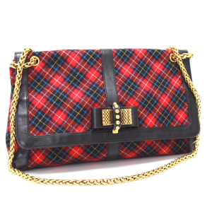 Christian Louboutin Shoulder Bag Canvas / leather Red Check Pattern Sw