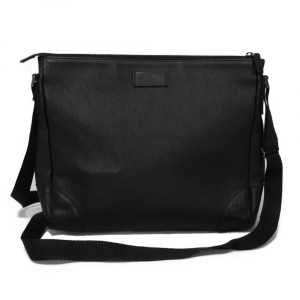 GUCCI Shoulder Bag 257301 Calf leather (embossed) black GG Shima Messe