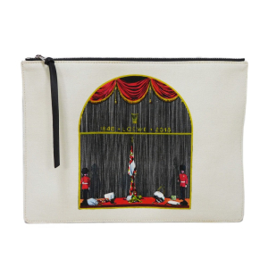 LOEWE Clutch bag 118.53.T94 cotton white anagram London logo pouch