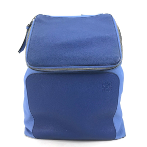 LOEWE Backpack leather blue By color Goya mens Used Authentic