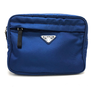 PRADA Waist bag 2VL001 Nylon blue Triangle logo mens Used Authentic