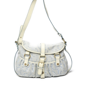 CELINE Shoulder Bag Canvas, Leather light blue Diagonal Women Used Aut