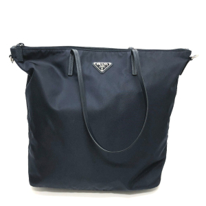 PRADA Shoulder Bag 1BG189 Nylon Navy Triangle logo Tote Bag/Crossbody 