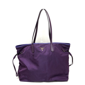 PRADA Tote Bag BR3924 saffiano leather purple logo Women Used Authenti