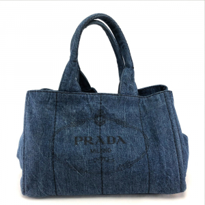 PRADA Handbag B1877B denim denim blue Canapa Women Used Authentic