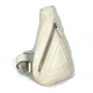 PRADA Sling bag 2VZ098 leather white Triangle logo Cross Vitello Dino 
