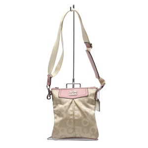 COACH Shoulder Bag 44394 leather Beige x pink swing madison dot op art