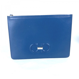 Salvatore Ferragamo Clutch bag leather blue Gancini