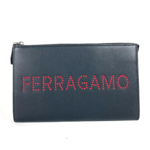 Salvatore Ferragamo Clutch bag leather black logo