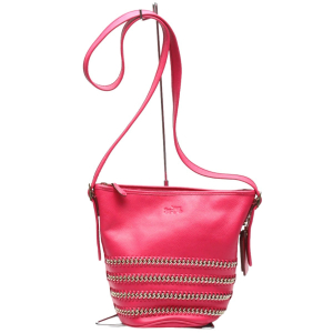 COACH Shoulder Bag leather pink Diagonal crossing Calfskin Women Used 