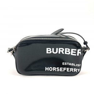 BURBERRY Shoulder Bag leather black By color logo Horseferry mens Used