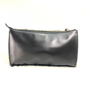 BALENCIAGA Clutch bag 347238 Mouton, Leather black logo Women Used Aut