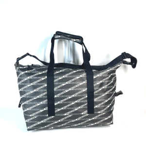 BALENCIAGA Boston Duffel bag 532810 Leather, PVC gray Logo all-over pa