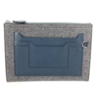 HERMES Clutch bag Felt leather gray To Doo 29 mens Used Authentic