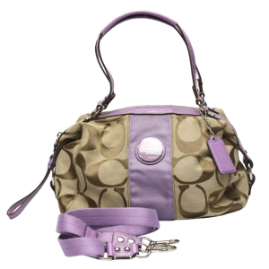 COACH Shoulder Bag F17432 leather Khaki x purple 2WAY Big signature Cr