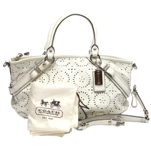 COACH Handbag 16997 leather white Madison Punching 2WAY Leather Cut Op