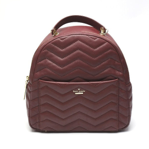 Kate Spade Backpack leather Bordeaux bag quilting Women Used Authentic
