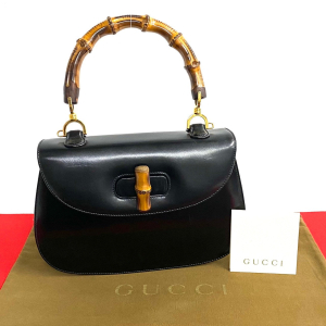 GUCCI Handbag leather black Bamboo