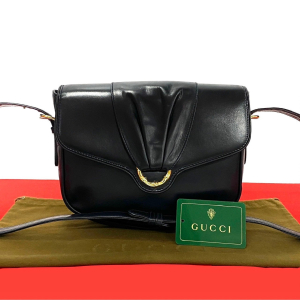 GUCCI Shoulder Bag leather black Old Gucci