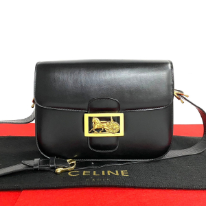 CELINE Shoulder Bag leather black