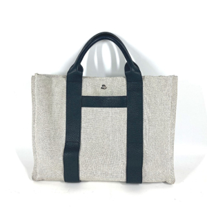 HERMES Tote Bag Toile H, Leather black Sac Arne MM