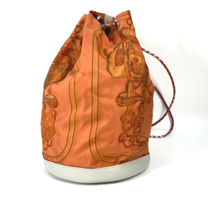HERMES Shoulder Bag Silk, Leather Orange Shoulder soie cool 22 brides 