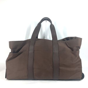 HERMES Carry Bag Nylon Brown suitcase Akapu Luco unisex(Unisex) Used A