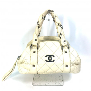 CHANEL Handbag leather beige Bubble quilt CC COCO Mark