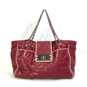 CHANEL Shoulder Bag leather Red Bag Tote Bag quilted shawl 2.55 Matela