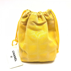 CHANEL Pouch Ôº°14355 canvas yellow New Travel Line Drawstring Makeup Ca