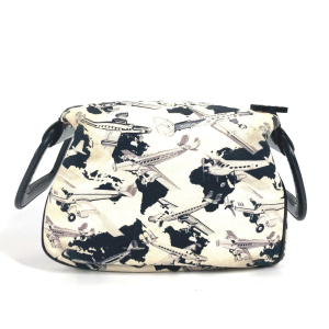 CHANEL Handbag Canvas, enamel black logo airplane Airline Women Used A