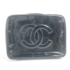 CHANEL Vanity bag enamel black vintage CC COCO Mark Women Used Authent
