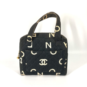 CHANEL Handbag canvas black All-over logo