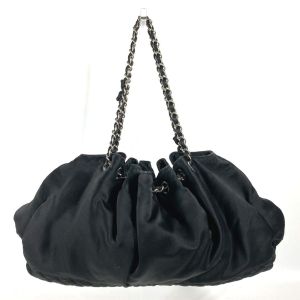 CHANEL Shoulder Bag A37056 Satin black Melrose kabas