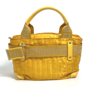 FENDI Handbag 8BH142 Nylon yellow FF Zucca Women Used Authentic