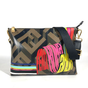 FENDI Shoulder Bag 7VA470 PVC Brown Multicolor logo Women Used Authent