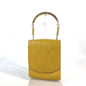 FENDI Handbag leather yellow vintage Metal handle Women Used Authentic