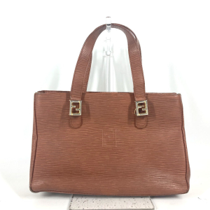 FENDI Handbag leather Brown vintage FF logo