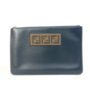 FENDI Clutch bag 7N0078 leather black Pouch Zucca logo mens Used Authe
