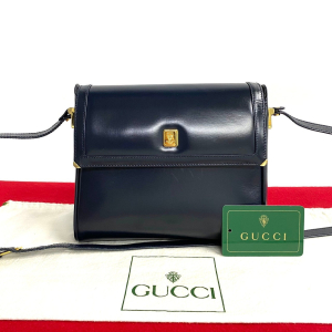 GUCCI Shoulder Bag leather Navy
