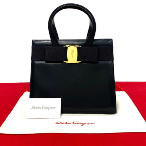 Salvatore Ferragamo Handbag leather Navy
