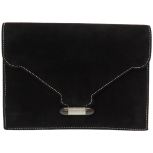 HERMES Clutch bag Doblis black Silverstitch Navet Women Used Authentic