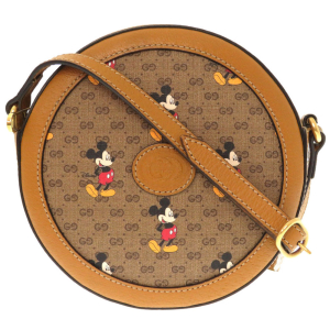 GUCCI Shoulder Bag 603938 GG Supreme Brown Disney Mickey Women Used Au