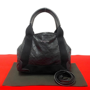 BALENCIAGA Shoulder Bag leather black Navy kabas